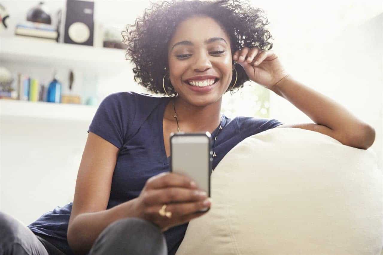 woman with her phone